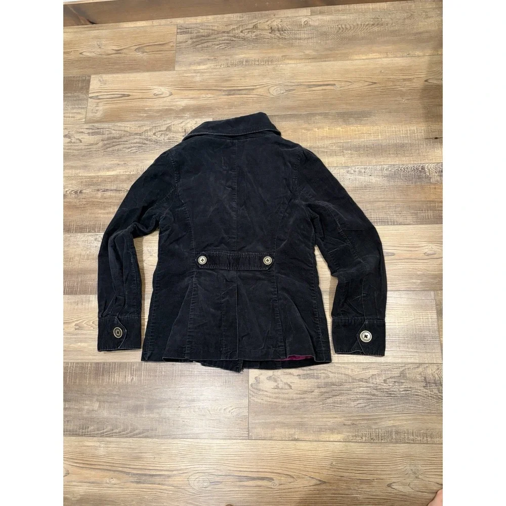 Mossimo Supply vintage Lg Y2K Black corduroy Pea jacket coat Pink Lining Buttons